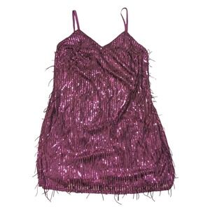 Plus Dress 1X 14 16 Purple Plum Sequin Party Fringe Sequined Sexy NWT NEW